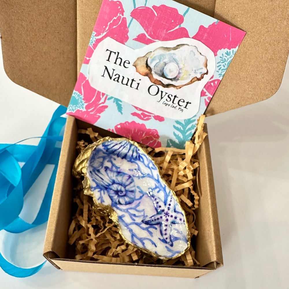 Coastal gilded Oyster Shell trinket dish